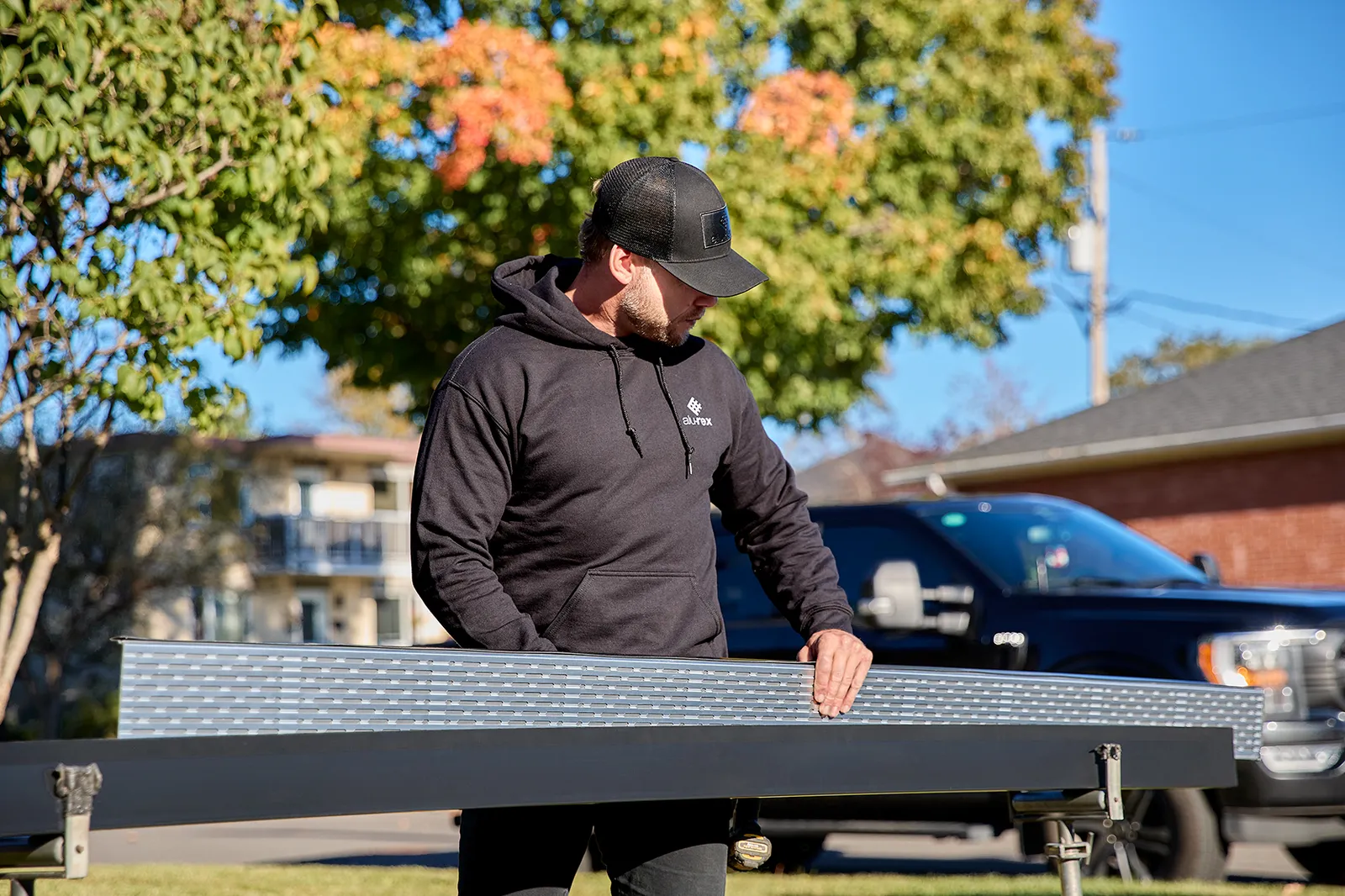 On-site gutter forming and install prep — Bee Busy Gutters, Shawnigan Lake ON